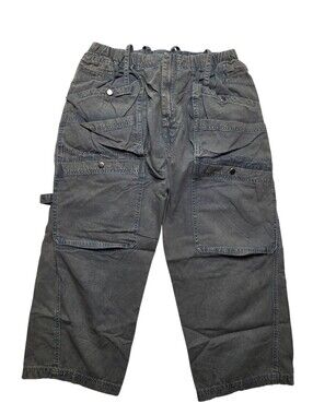 OH Jeans Cargo Pants XL Gray Washed Cotton Utility Carpenter Wide Leg